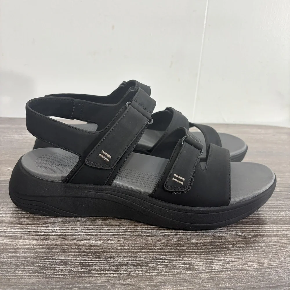 New! Baretraps Jeri Sandal Shoes Womens Size 9M Black Strappy Wedge Comfort